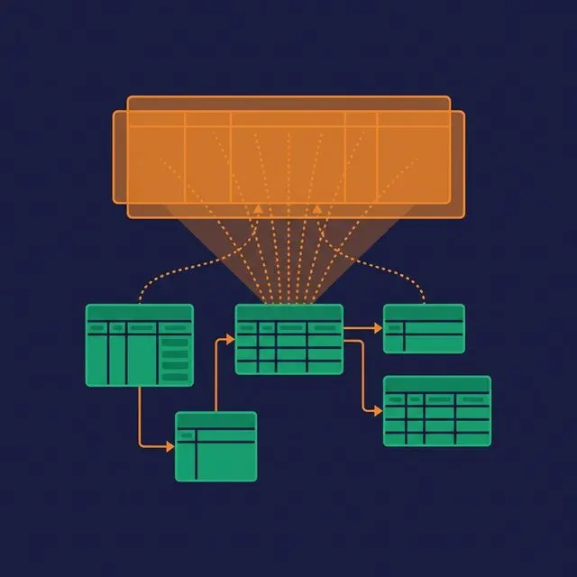 Virtual view acting as a denormalized layer over normalized source tables